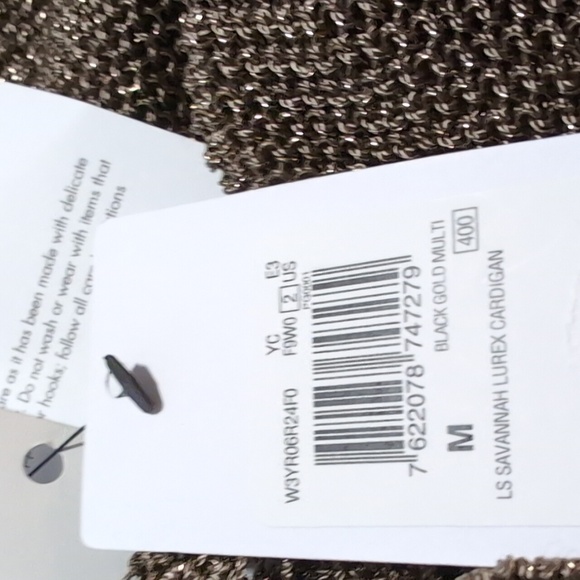 Guess Ls Savannah Lurex Ruffled Metallic Cardigan Size Medium Nwt ❤️ - Picture 9 of 9